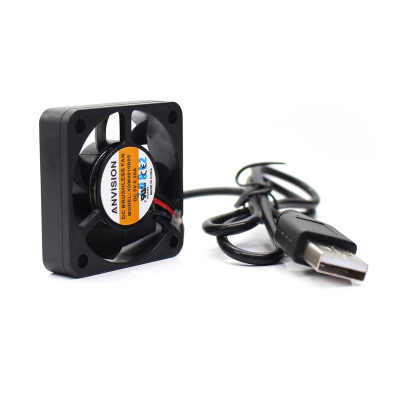 ANVISION 40mm x 10mm DC 5V USB Brushless Cooling Fan, Dual Ball Bearing, YDM4010B05 - Image 2